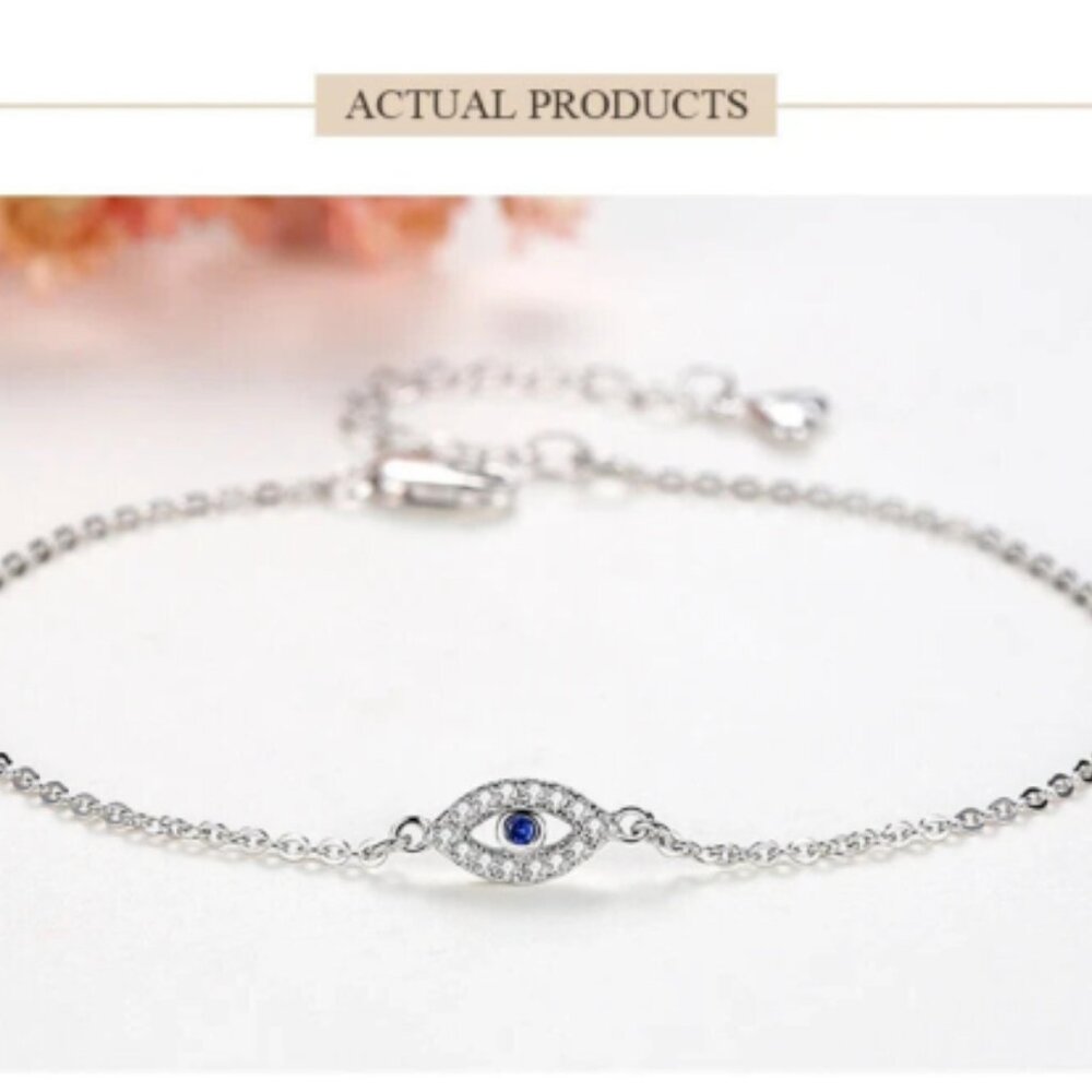 Sterling Silver Blue Evil Eye Bracelet - Women's Jewelry